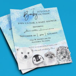 Lámina Invitación de Baby Shower de Animales Árticos de I