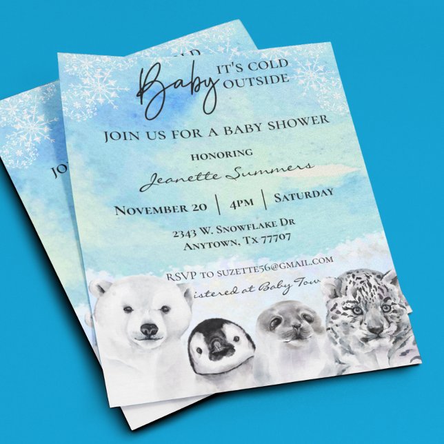 Lámina Invitación de Baby Shower de Animales Árticos de I (Subido por el creador)