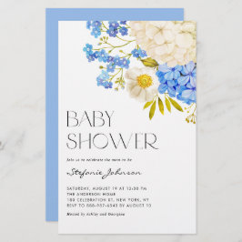 Lámina Invitación de Baby Shower de Blue and White Hydran