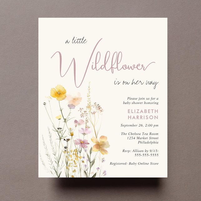 Lámina Invitación de Baby Shower de Boho Wildflower Water (Subido por el creador)