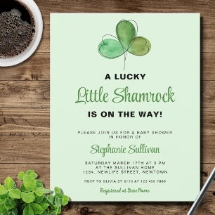 Lámina Invitación de Baby Shower de Budget Lucky Shamrock