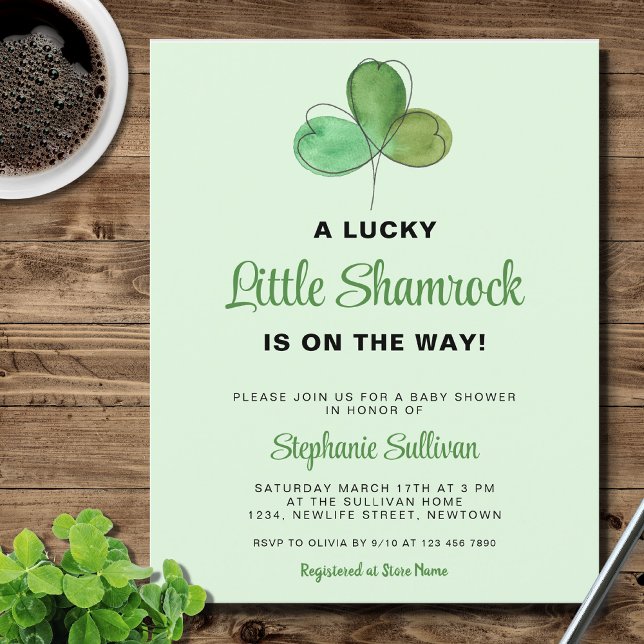 Lámina Invitación de Baby Shower de Budget Lucky Shamrock (Subido por el creador)