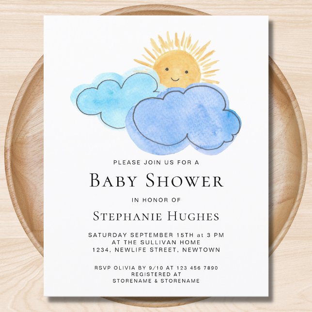 Lámina Invitación de Baby Shower de Budget Nubes Boy (Subido por el creador)