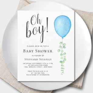 Lámina Invitación de Baby Shower de Budget Oh Boy Blue Ba