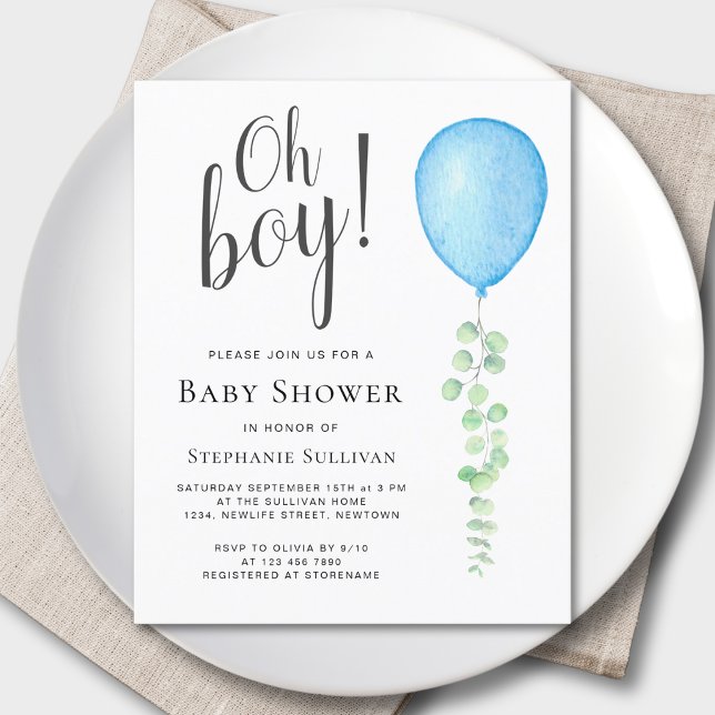 Lámina Invitación de Baby Shower de Budget Oh Boy Blue Ba (Subido por el creador)