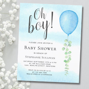 Lámina Invitación de Baby Shower de Budget Oh Boy Blue Ba