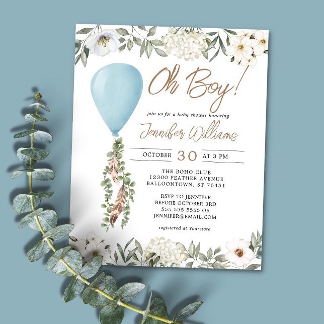 Lámina Invitación de Baby Shower de Budget Oh Boy Blue Ba (Subido por el creador)
