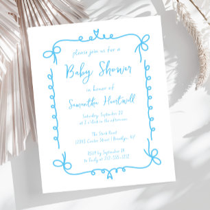 Lámina Invitación de Baby Shower de Budget Sky Blue Handw