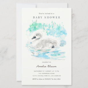 Lámina Invitación de Baby Shower de Cisne Pequeño a la Ac