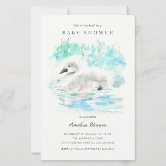 Lámina Invitación de Baby Shower de Cisne Pequeño a la Ac