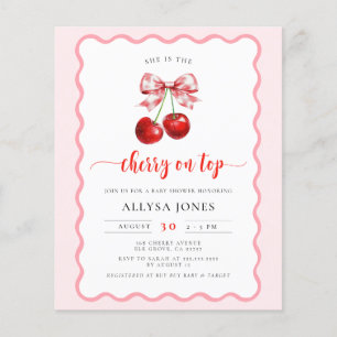 Lámina Invitación de Baby Shower de Coquette Cherry Presu