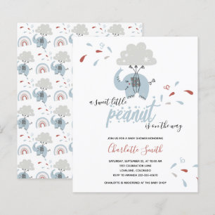 Lámina Invitación de Baby Shower de Elephant Blue Boy