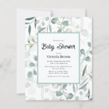 Invitación de Baby Shower de Eucalipto Económica c