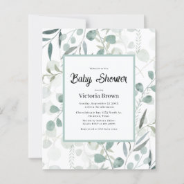 Lámina Invitación de Baby Shower de Eucalipto Económica c