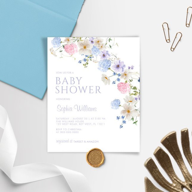 Lámina Invitación de Baby Shower de Flores Silvestres con (Subido por el creador)
