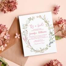 invitación de baby shower de flores silvestres ros