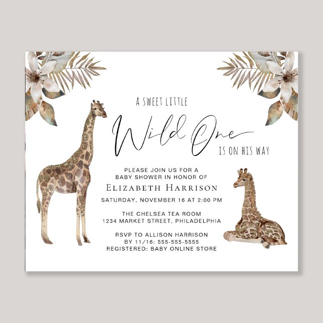 Lámina Invitación de Baby Shower de jirafas Boho Watercol (Subido por el creador)