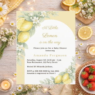 Lámina Invitación de Baby Shower de limón cítrico amarill