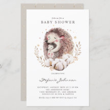 Invitación de Baby Shower de Mamá y Bebé Erizo Boh