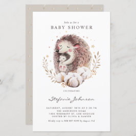 Lámina Invitación de Baby Shower de Mamá y Bebé Erizo Boh