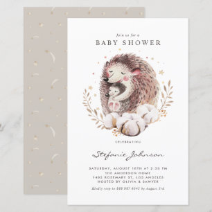 Lámina Invitación de Baby Shower de Mamá y Bebé Erizo Boh