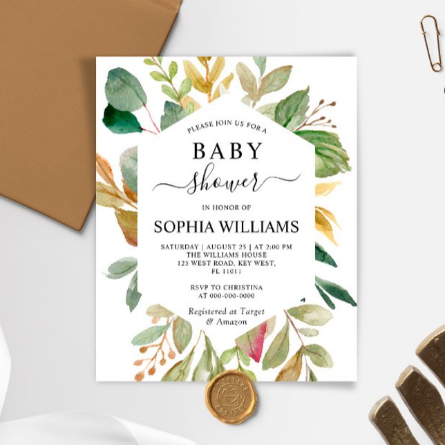 Lámina Invitación de Baby Shower de marco verde de presup (Subido por el creador)