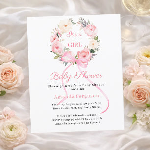 Lámina Invitación de Baby Shower de niña con lazo de coro