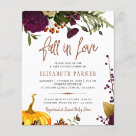 Lámina Invitación de baby shower de otoño para enamorarse