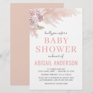 Lámina Invitación de Baby Shower de Pampas Grass Boho Eco