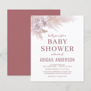 Lámina Invitación de Baby Shower de Pampas Grass Boho Eco