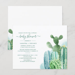 Lámina Invitación de Baby Shower de parejas de cactus acu