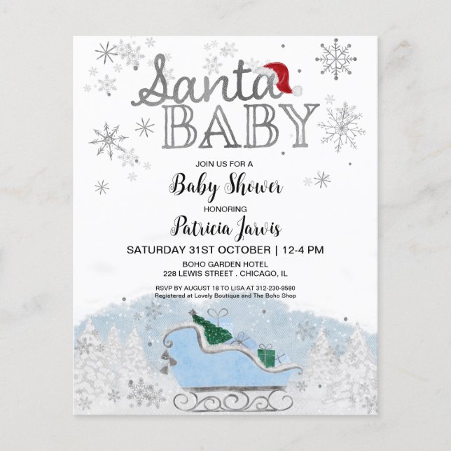 Lámina Invitación de Baby Shower de Presupuesto de Navida (Anverso)