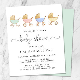 Lámina Invitación de Baby Shower de Retro de Presupuesto