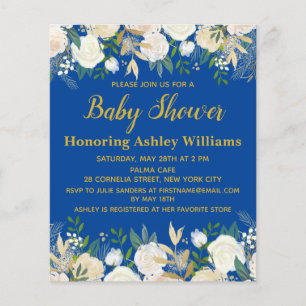 Lámina Invitación de Baby Shower de Royal Blue Boy Gold