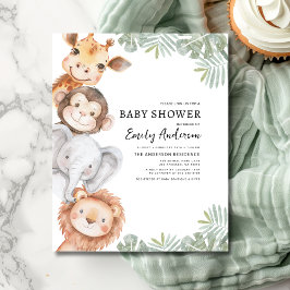 Lámina Invitación de Baby Shower de Safari Animals Boys P