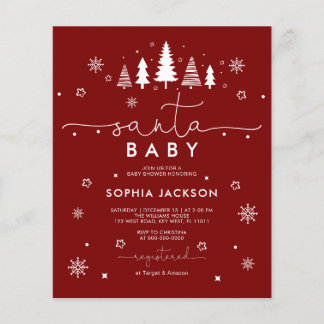 Lámina Invitación de Baby Shower de Santa Minimalista y E