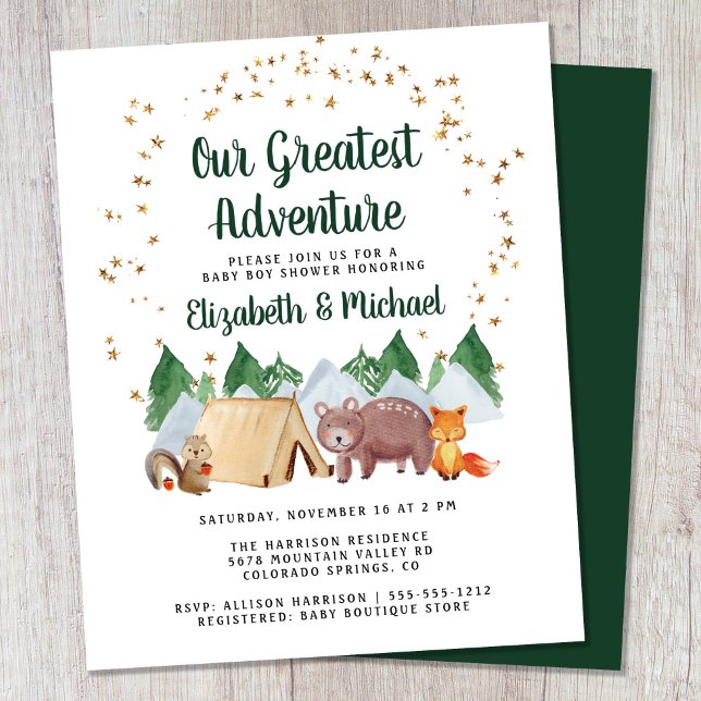 Lámina Invitación de Baby Shower de Woodland Adventure Co (Subido por el creador)