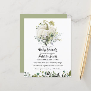 Lámina Invitación de baby shower económica con calabaza y