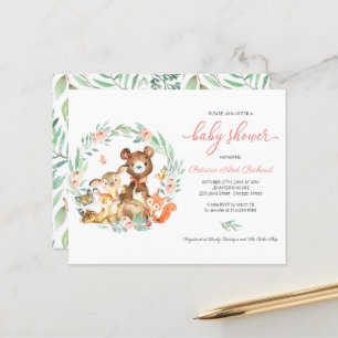 Lámina Invitación de baby shower económica con vegetación