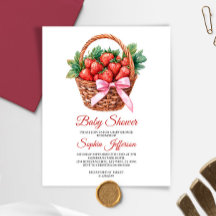 Invitación de Baby Shower Económica de Fresa Dulce