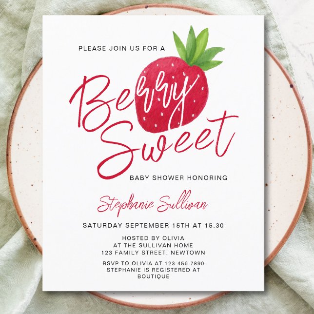 Lámina Invitación de Baby Shower Económica Fresa Dulce (Subido por el creador)