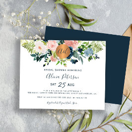 Lámina Invitación de baby shower floral rosa para navidad