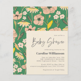 Lámina Invitación de Baby Shower Floral Rosa Verde Presup