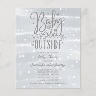 Lámina Invitación de baby shower gris 'Baby It's Cold Out
