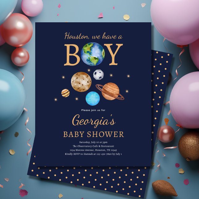 Lámina Invitación de Baby Shower 'Houston We Have A Boy' (Subido por el creador)