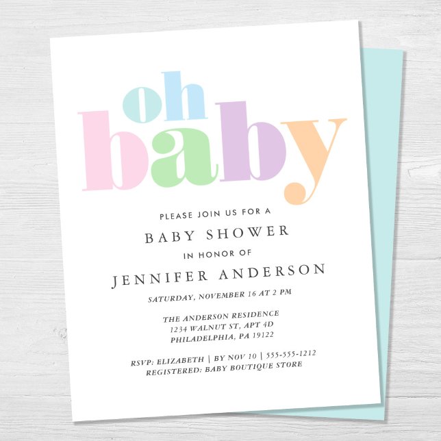 Lámina Invitación de Baby Shower moderna y económica (Subido por el creador)