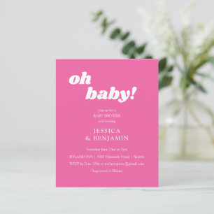 Lámina Invitación de baby shower moderna y linda en rosa