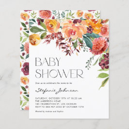 Lámina Invitación de Baby Shower otoño a Fall Floral Bouq