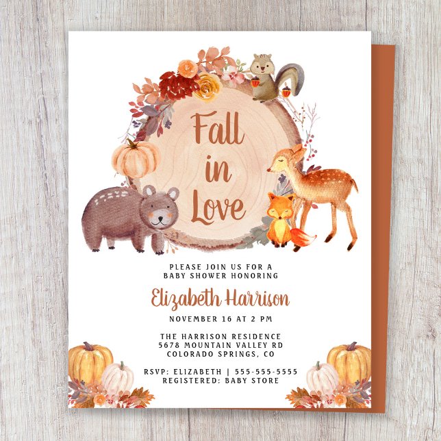 Lámina Invitación de Baby Shower para animales de Woodlan (Subido por el creador)