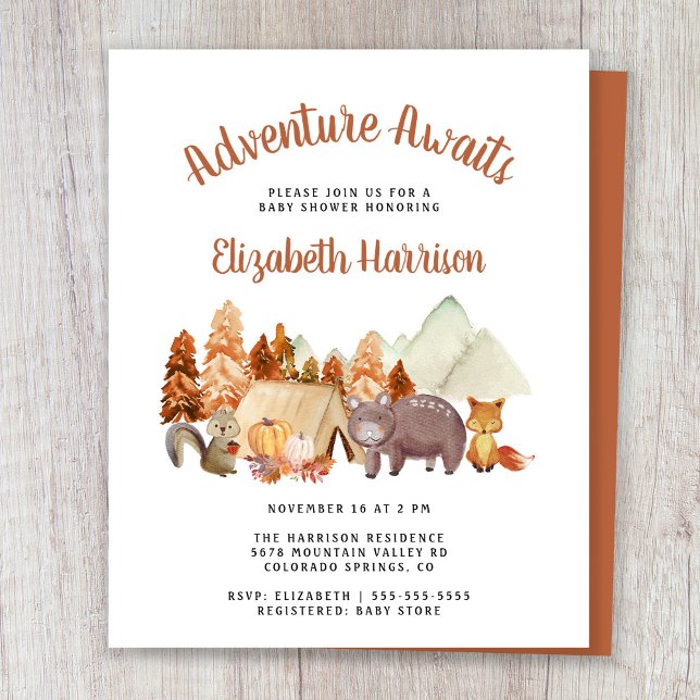 Lámina Invitación de Baby Shower para animales de Woodlan (Subido por el creador)